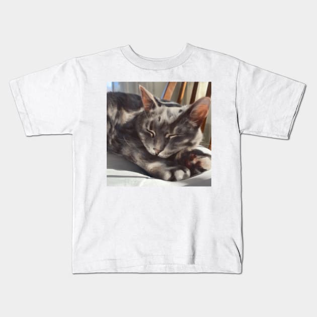 Sleeping Kitty Cat Kids T-Shirt by Michael Metler